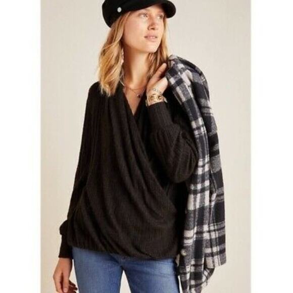 Anthropologie Tops - Anthropologie Maeve Rafela Hacci Brown Surplice Top